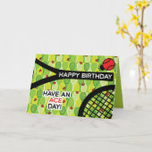 Carte d'anniversaire de tennis, personnalisable (Fleur jaune)