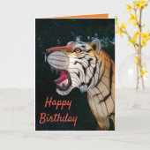 Carte d'anniversaire de Tigre magnifique (Fleur jaune)