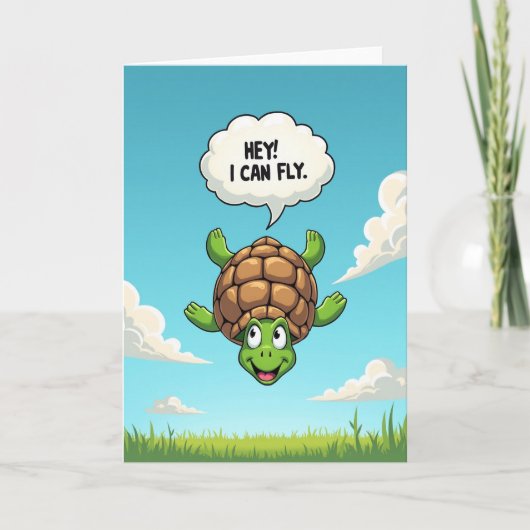 Carte d'anniversaire de tortue joueuse (Devant)