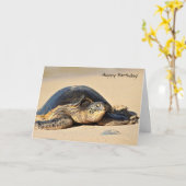 Carte d'anniversaire de Tortue marine d'Hawaï (Fleur jaune)