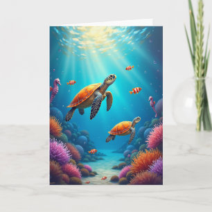 Carte d'anniversaire de tortue sous-marine