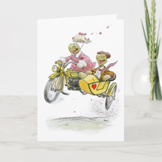 Carte D Anniversaire De Tortues De Sidecar De Moto Zazzle Be