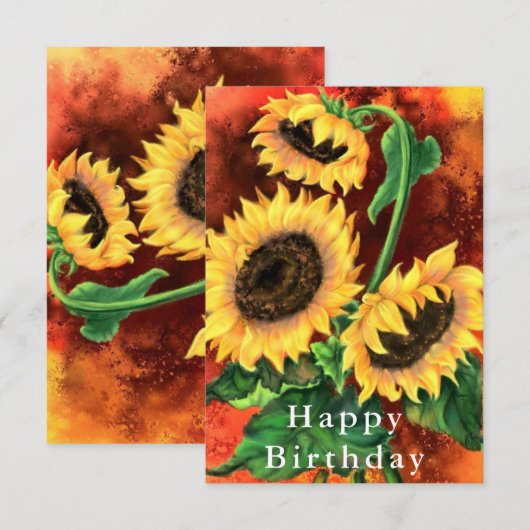 Carte d'anniversaire de tournesol (Devant / Derrière)