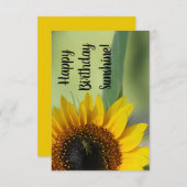 Carte d'anniversaire de tournesol (Devant / Derrière)