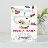 Carte d'anniversaire de transport des véhicules d' (Debout devant)