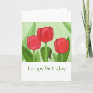 Carte d'anniversaire de trois tulipes