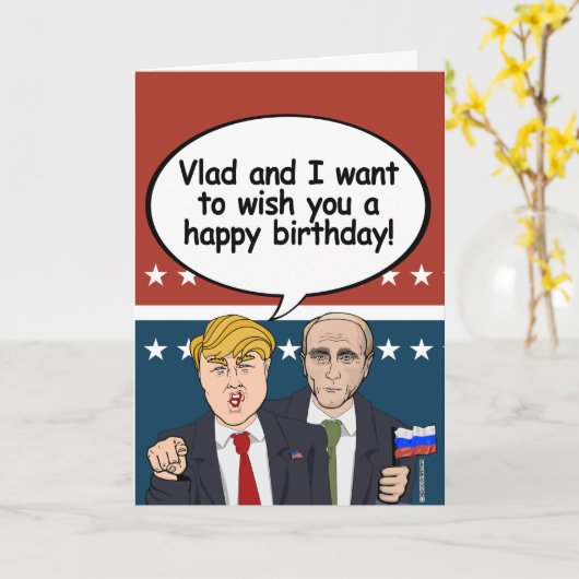 Carte d'anniversaire de Trump Poutine - Vladamir e (Fleur jaune)