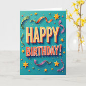 Carte d'anniversaire de typographie 3D (Fleur jaune)