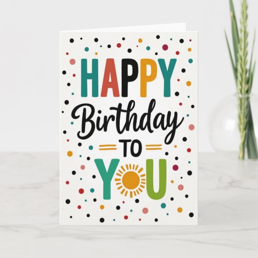 Carte d'anniversaire de typographie joyeuse (Devant)