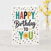 Carte d'anniversaire de typographie joyeuse (Fleur jaune)