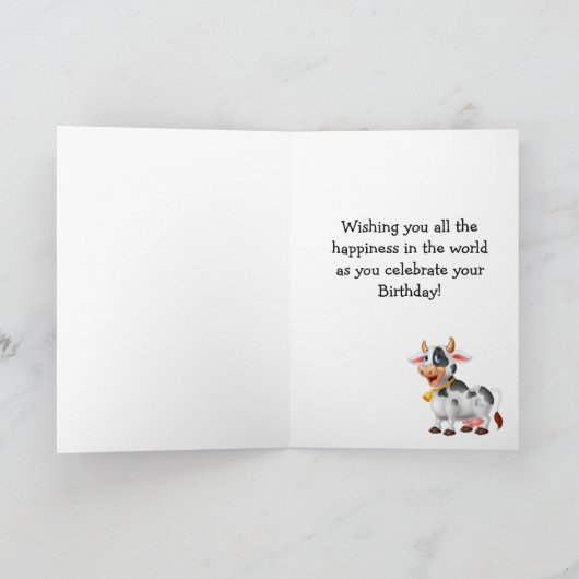 carte d'anniversaire de vache (Intérieur)