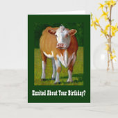 CARTE D'ANNIVERSAIRE DE VACHE (Fleur jaune)
