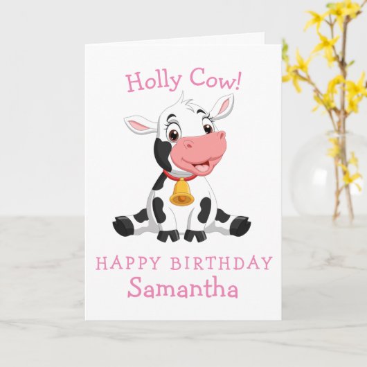 carte d'anniversaire de vache (Fleur jaune)