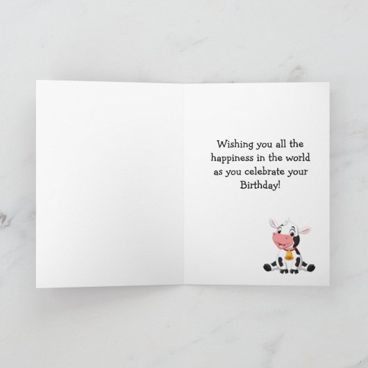 carte d'anniversaire de vache (Intérieur)