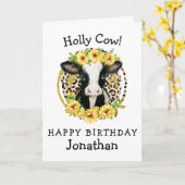 carte d'anniversaire de vache (Fleur jaune)