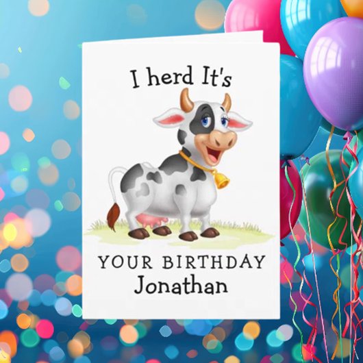carte d'anniversaire de vache
