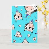 Carte d'anniversaire de vache caricaturale plus Ex (Fleur jaune)