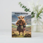 Carte d'anniversaire de vache des Highlands amusan (Debout devant)