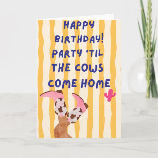 Carte d'anniversaire de vache drôle
