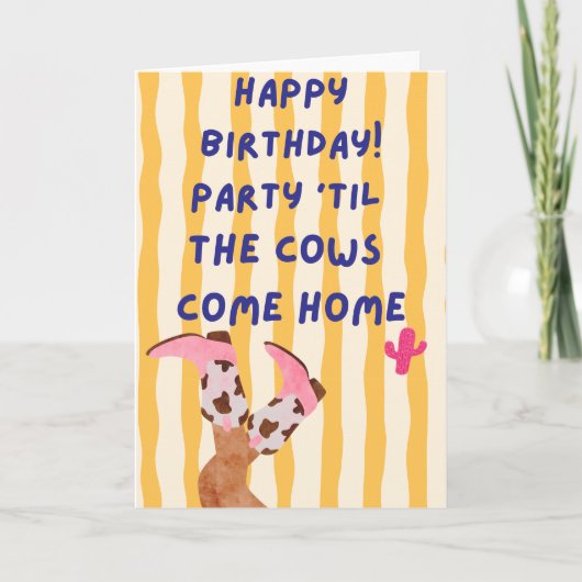 Carte d'anniversaire de vache drôle (Devant)