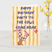 Carte d'anniversaire de vache drôle (Fleur jaune)