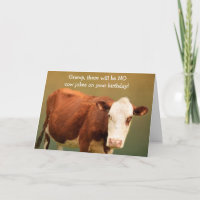 Carte d'anniversaire de vache drôle pour grand-pèr