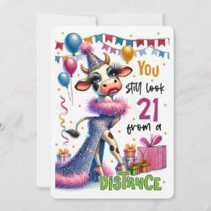 Carte d'anniversaire de vache fantaisiste
