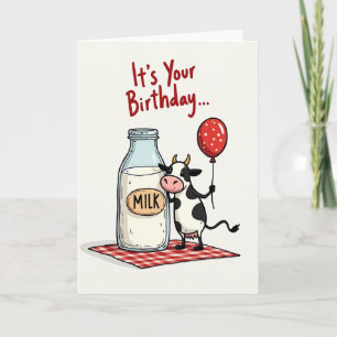 Carte d'anniversaire de vache joueuse
