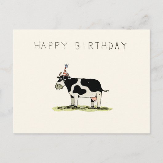 Carte d'anniversaire de vache mignonne (Devant)