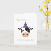 Carte d'anniversaire de vache mignonne (Fleur jaune)