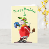 Carte d'anniversaire de vache moderne amusante - p (Fleur jaune)