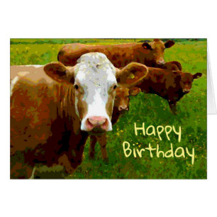 Carte d'anniversaire de vaches