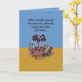 Carte d'anniversaire de vautour en caricature pour (Fleur jaune)