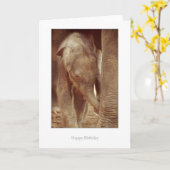 Carte d'anniversaire de veau d'éléphant (Fleur jaune)