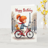 Carte d'anniversaire de vélo joyeux (Fleur jaune)