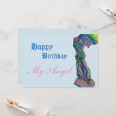 Carte d'anniversaire de victoire ailée (Devant/Arrière en situation)