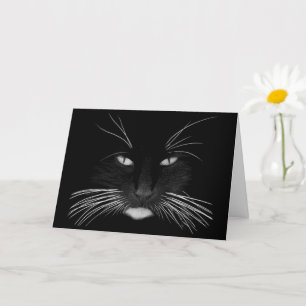 Carte d'anniversaire de visage de chat noir