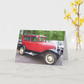 CARTE D'ANNIVERSAIRE DE VOITURE ANTIQUE (Fleur jaune)