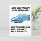 Carte d'anniversaire de voiture bleue garçons/homm (Debout devant)