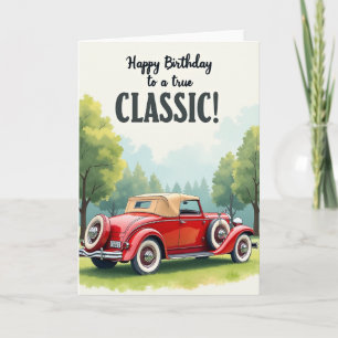 Carte d'anniversaire de voiture chromée