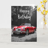 Carte d'anniversaire de voiture classique (Fleur jaune)
