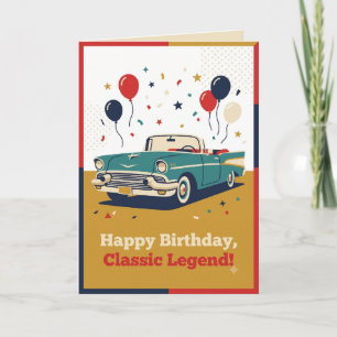 Carte d'anniversaire de voiture classique vintage