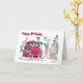 Carte d'anniversaire de voiture clown (Fleur jaune)