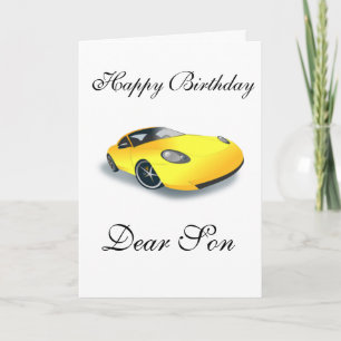 CARTE D'ANNIVERSAIRE DE VOITURE DE SPORT DE FILS