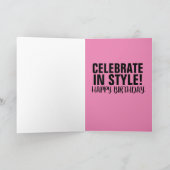 CARTE D'ANNIVERSAIRE DE VOITURE ROSE CLASSIQUE (Intérieur)