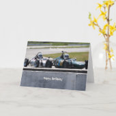 Carte d'anniversaire de voitures de course de styl (Fleur jaune)