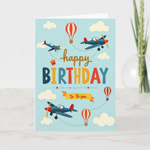 Carte d'anniversaire de vol d'avion
