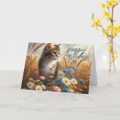 Carte d'anniversaire de votre chat  (Fleur jaune)