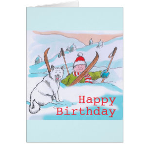 Carte d'anniversaire de voyage de ski de