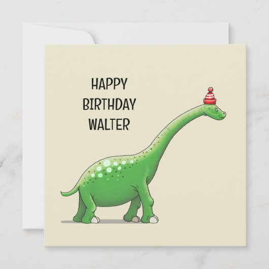 Carte d'anniversaire de Walter le dinosaure (Devant)